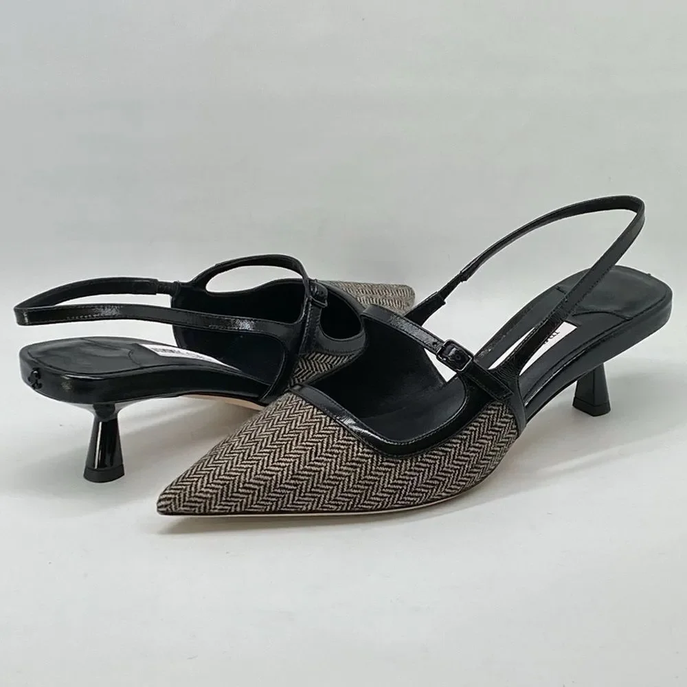 Jimmy Choo Didi 45MM Herringbone Slingback Pumps size 39